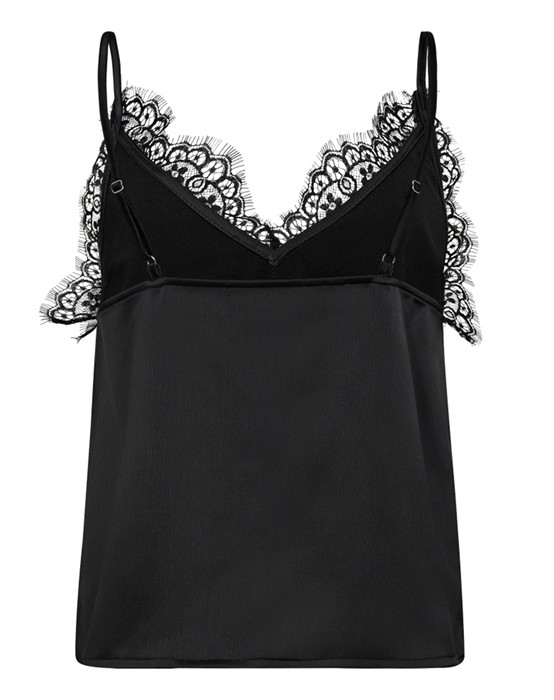 Denise Lace Singlet Top - Black
